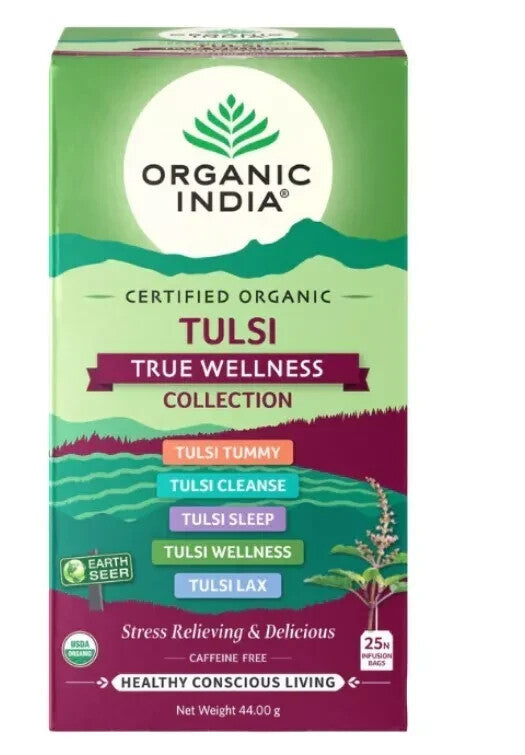ORGANIC INDIA TULSI TRUE WELLNESS COLLECTION 25 TEABAGS - Pack of 5